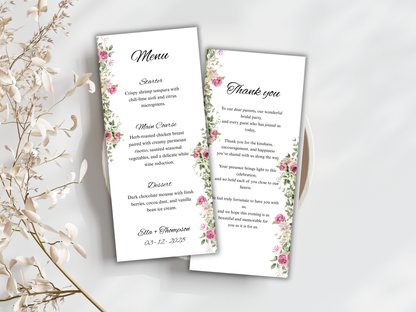 Wedding Thank you Card, Menu Card, Table Card. WI296
