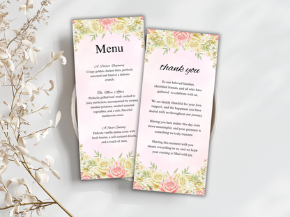 Wedding Thank you Card, Menu Card, Table Card. WI341