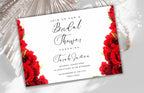 Red Rose Bridal shower invitation, Red Bridal shower invitation template, Red roses bridal invitation, Editable Template, WS46