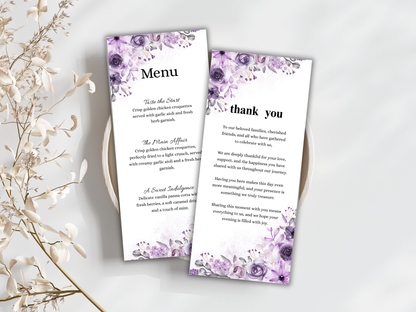 Wedding Thank you Card, Menu Card, Table Card. WI328