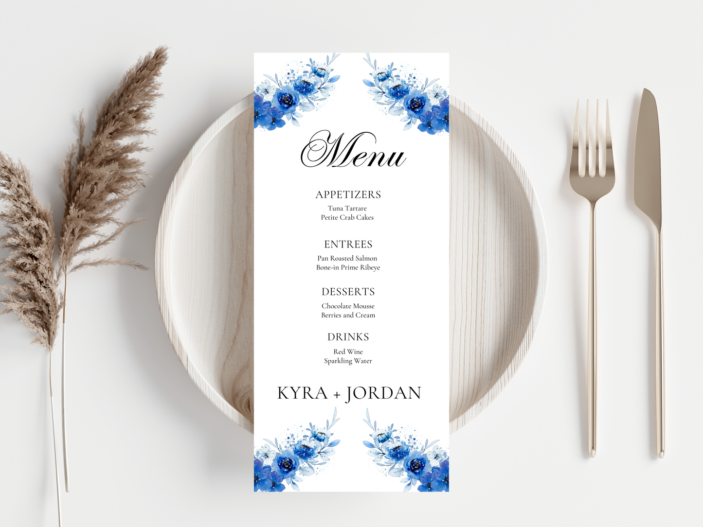 Wedding Menu Card Template, Table Card Thank you Card. WI267