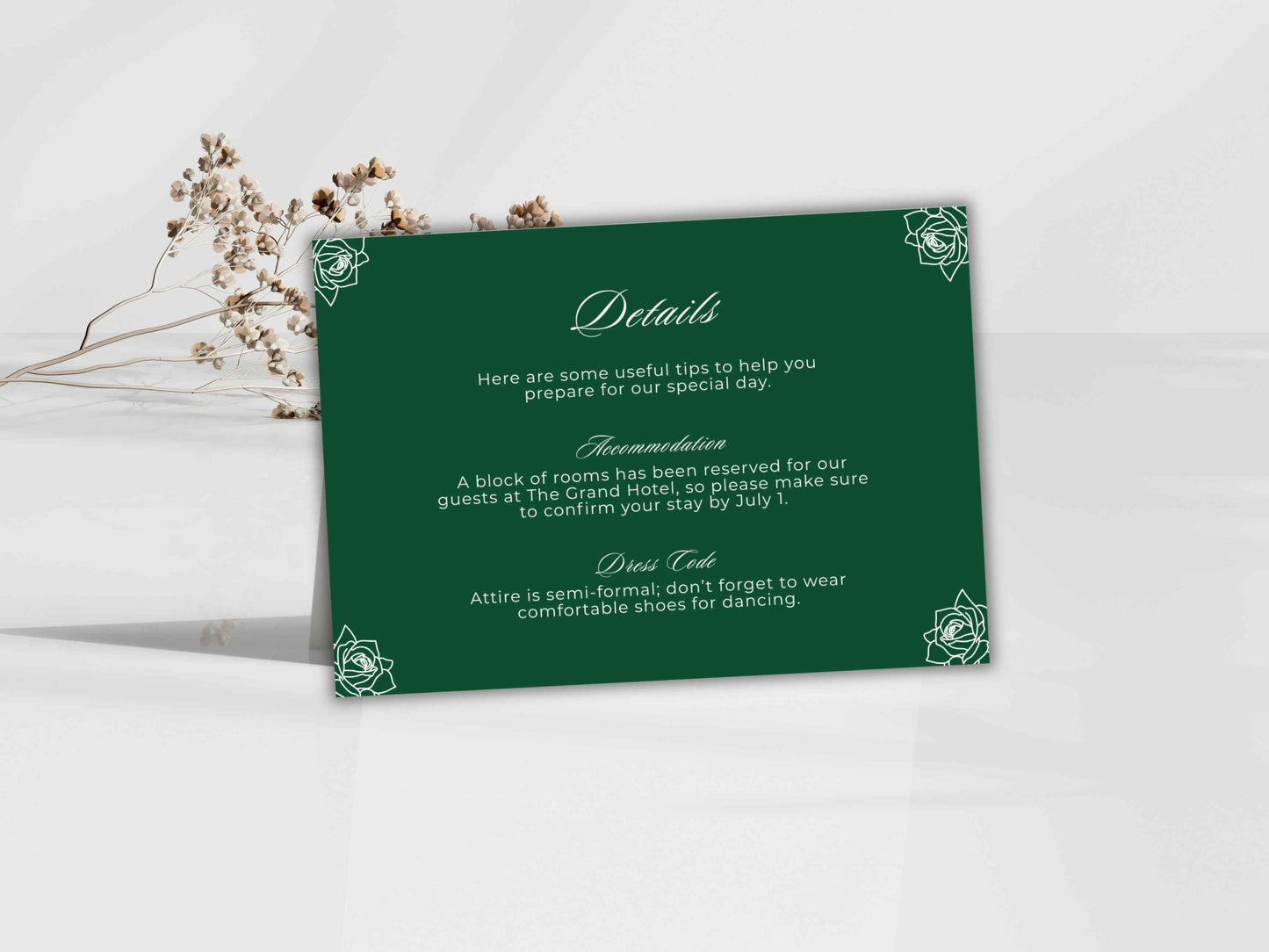 Wedding Invitation Bundle, RSVP, Thank You Card, Table Card, Menu Card, Reception Card, Details Card. WI254