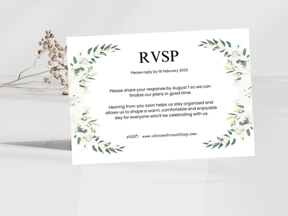 Wedding Invitation Bundle, RSVP, Thank You Card, Table Card, Menu Card, Reception Card, Details Card. WI248