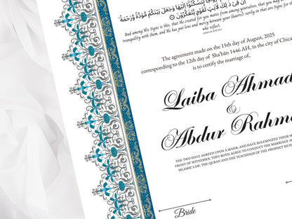 Nikkah Certificate Digital Download Personalised, A4, A3, Template, Editable, Nikkah Nama, Nikkah Contract, Muslim Contract. NN272