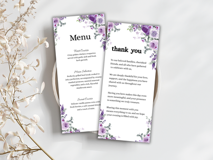 Wedding Thank you Card, Menu Card, Table Card. WI330