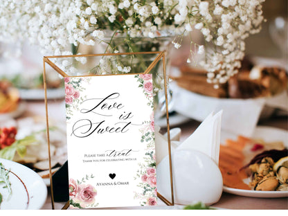 Love is Sweet Sign, Sweet Treats Printable Favors Sign, Table Sign, Modern Desert Table Sign, Wedding Favor Sign, Sign Template. TTS1