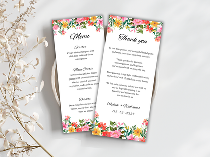 Wedding Thank you Card, Menu Card, Table Card. WI297