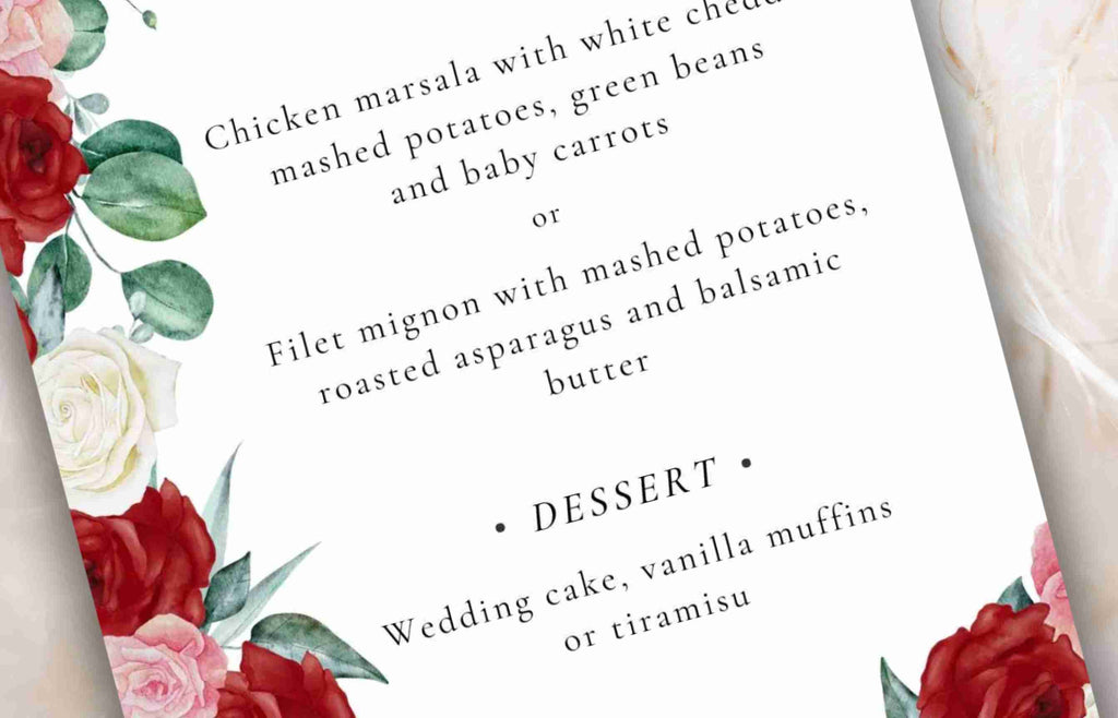 Floral menu cards, Wedding menu template, Menu Card With Pink Floral, Wedding Menus,Dinner Menu, Instant Download, Table Menus. WS32