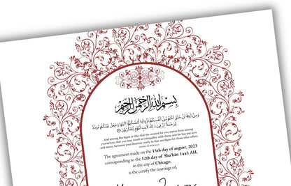 A4/A3 Nikkah Contract, Digital Printable Personalised Customised Nikkah Certificate, Digital Download, Islamic Marriage Contract. NN151