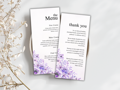 Wedding Thank you Card, Menu Card, Table Card. WI357