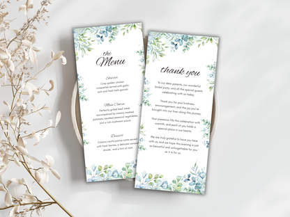 Wedding Thank you Card, Menu Card, Table Card. WI317