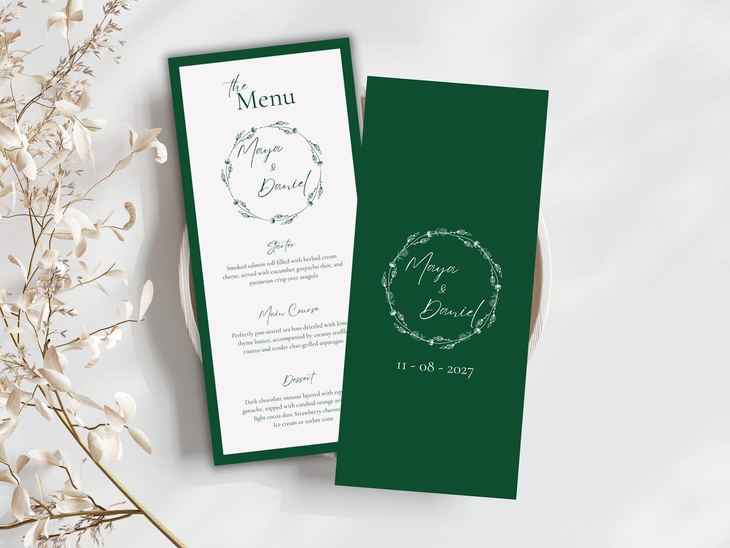 Wedding Menu Template, Place Card. WI200