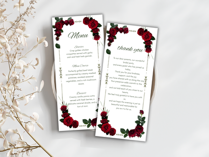 Wedding Thank you Card, Menu Card, Table Card. WI304