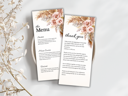 Reception Menu Template, Table, Thank you, Editable Templates MTC416