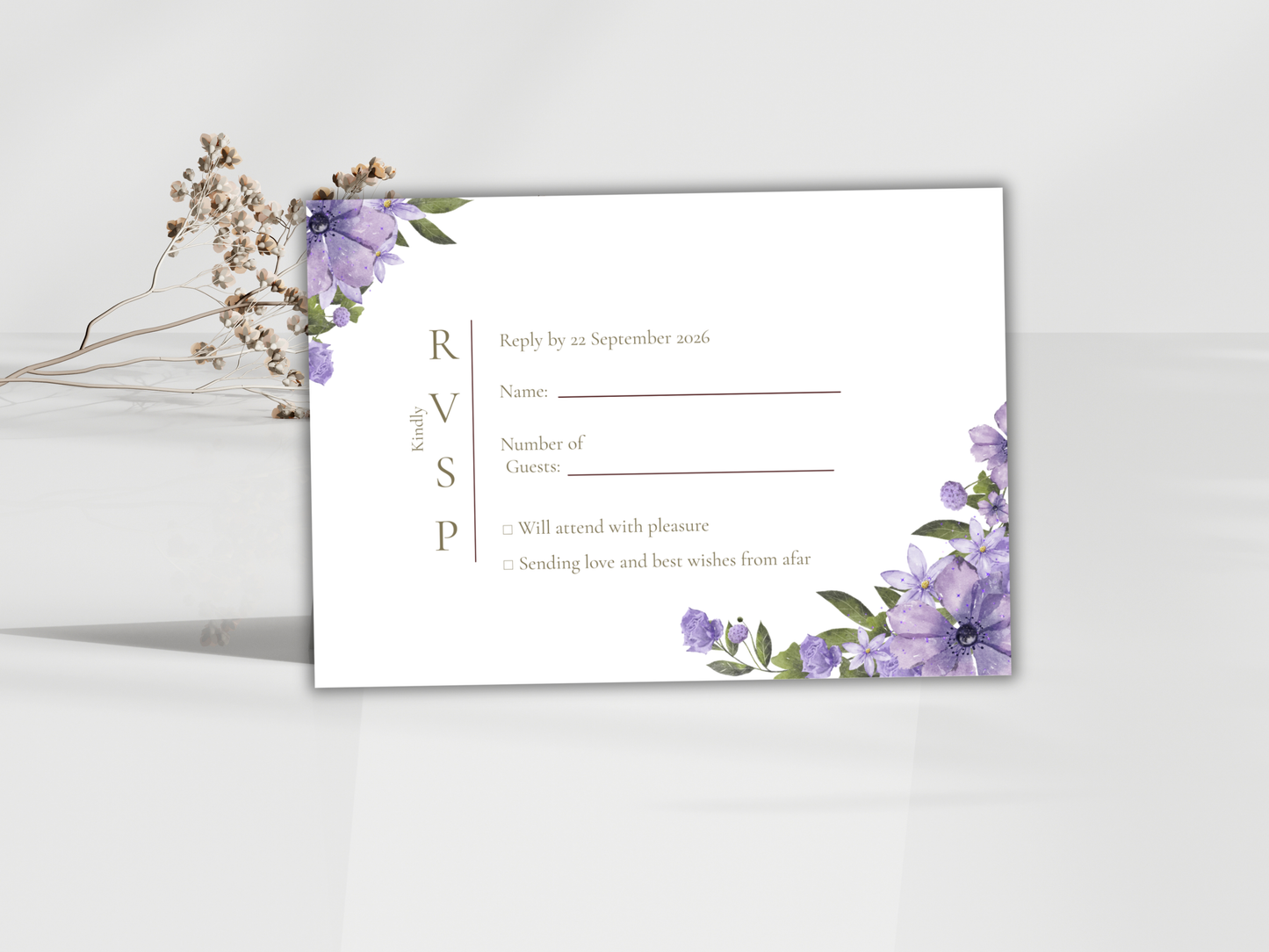 Wedding Invitation Set, RSVP, Wedding Invitation, Details, Editable, Template, WI245