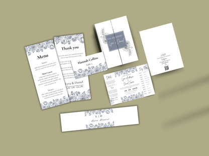 Gatefold Wedding Invitation Template, RSVP, Thank You Card, Table Card, Menu Card, Reception Card, Details Card. Wedding Bottle Label. WI292