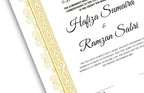 Muslim Wedding Contract A3/A4, Gold Islamic Nikkah Certificate Template, Editable. Nn125