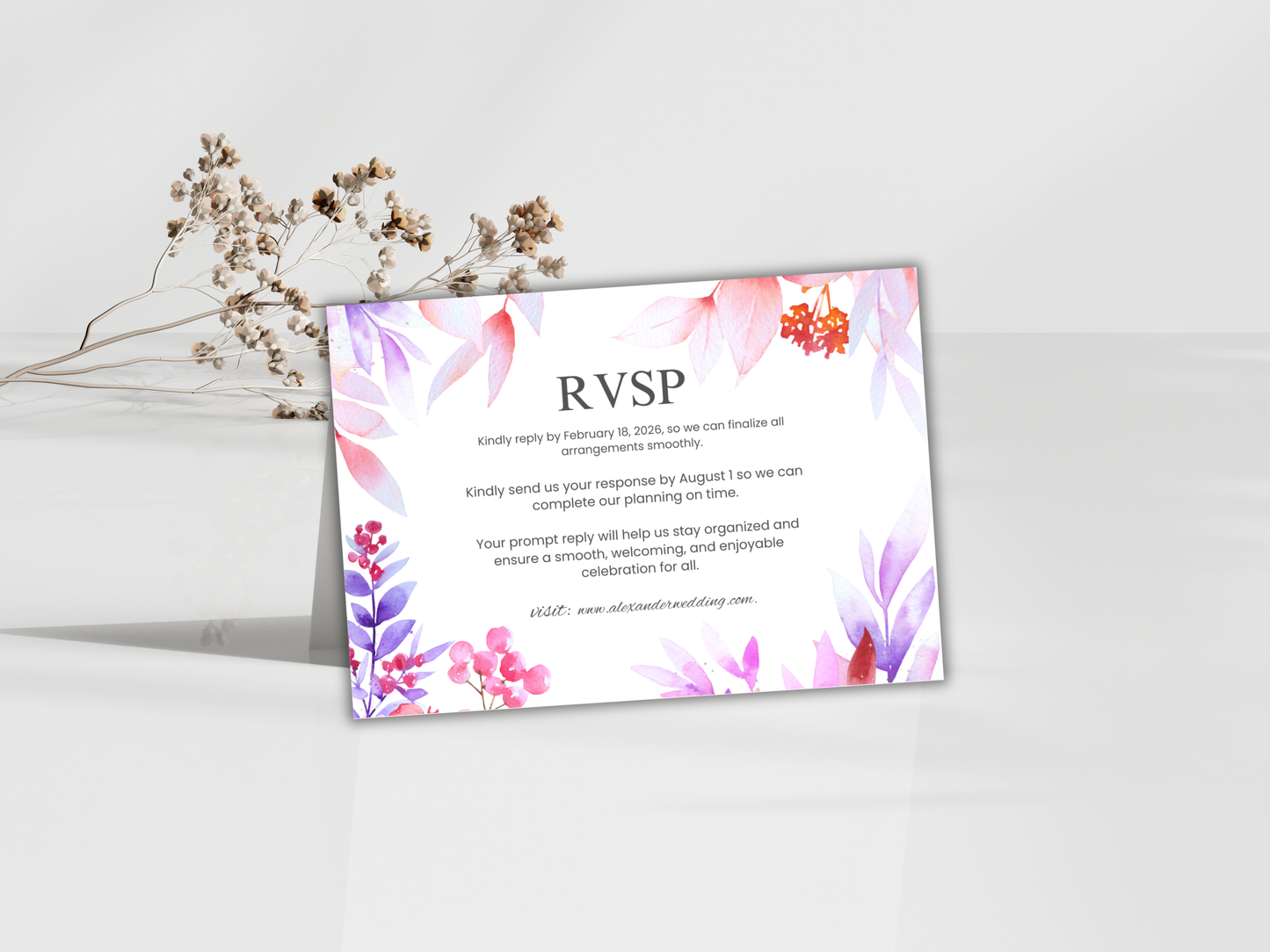 Wedding Invitation Set, RSVP, Wedding Invitation, Details, Editable, Template, WI251