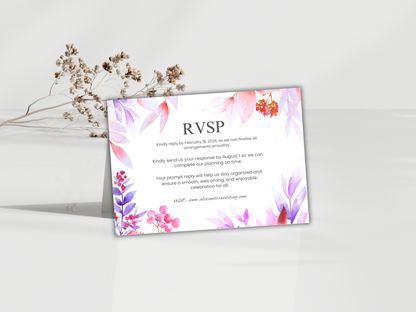 Wedding Invitation Set, RSVP, Wedding Invitation, Details, Editable, Template, WI251