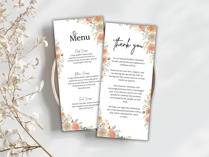 Wedding Menu, Thank You, Table Cards (Editable Template) WI386