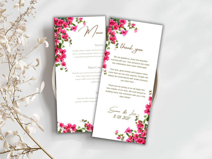 Wedding Menu Template, Editable Place Card & Thank You Note. WI199