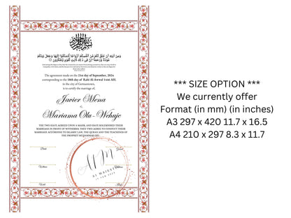 Nikkah Certificate Digital Download, Editable, Template, Muslim Contract, Muslim Marriage, A4, A3, Template, Instat Download. NN275