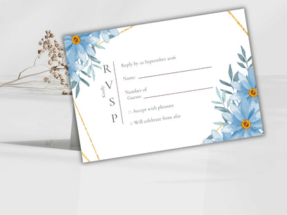 Wedding Invitation Set, RSVP, Dark Floral, Wedding Invitation, Details, Editable, Template, WI233