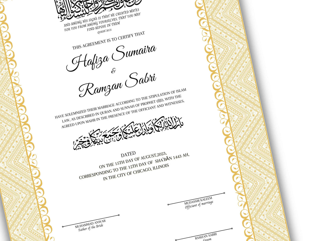 Muslim Wedding Contract, Muslim Agreement, Nikkah nama, Digital Download. nn116