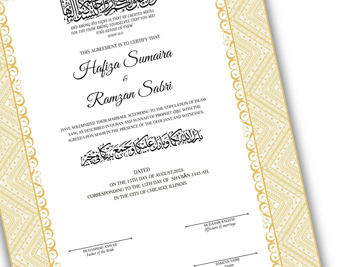 Muslim Wedding Contract, Muslim Agreement, Nikkah nama, Digital Download. nn116