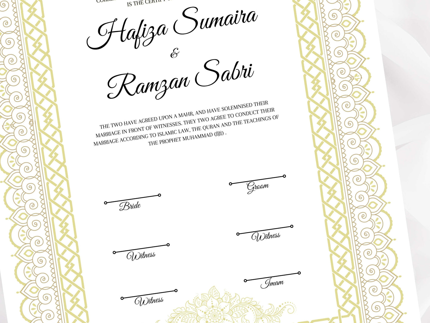 Nikkah Contract Template, Printable Nikkah Contract, Editable Nikkahnama, Muslim Wedding Certificate, Islamic Marriage Contract. NN108