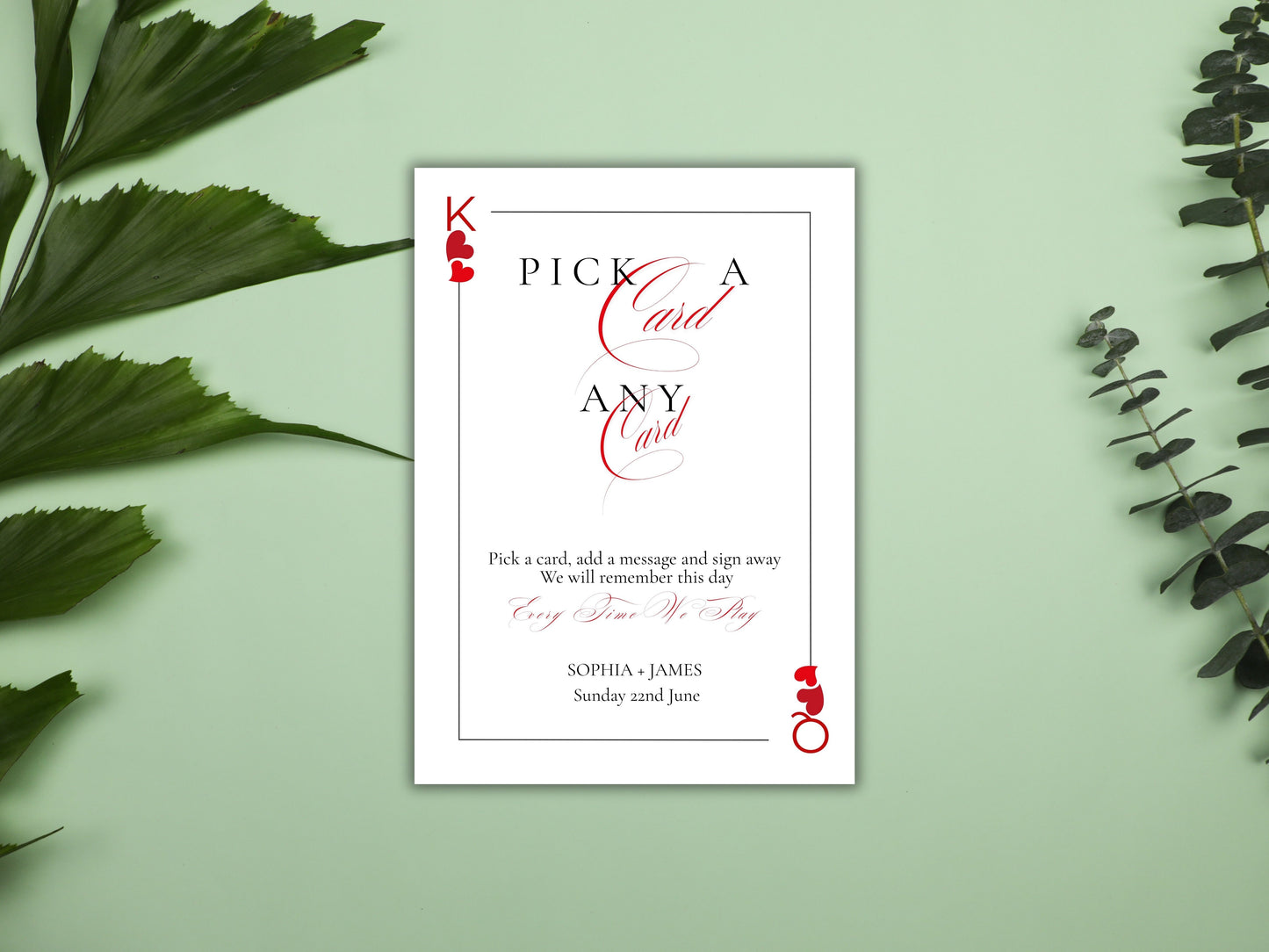 Playing Card Wedding Guest Book Sign | Pick a Card Any Card | Unique Deck of Cards | Minimalist Wedding Sign Instant Download. WS65