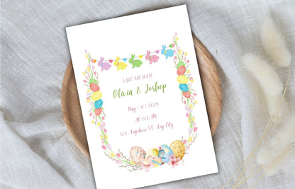 Easter Wedding Invitation Suite, Colorful Wedding Invitation Template, Editable Template, Floral invitation, Easter Wedding Bundle. WSB64
