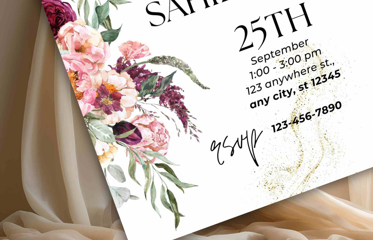 Bridal Shower Invitation template, Elegant Bridal Shower Invitation, Bridal Shower Flower Invite. WS38