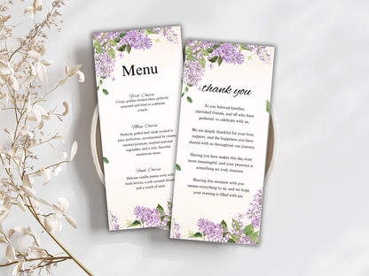 Wedding Thank you Card, Menu Card, Table Card. WI346