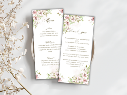 Wedding Thank you Card, Menu Card, Table Card. WI302