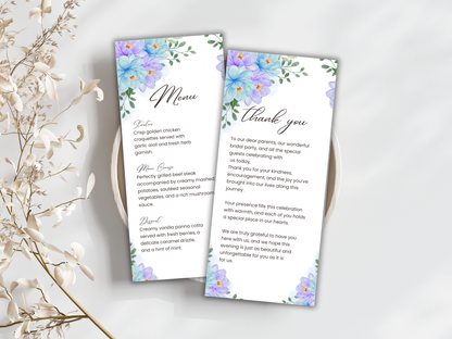 Wedding Thank you Card, Menu Card, Table Card. WI313