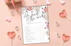 Bridal Shower Games, Pink Rose Bridal Shower Games, He Said She Said Bridal Shower Game, Pink Flower Bridal Shower Editable Game. WS51