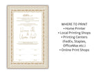 Nikkah Contract, Islamic Wedding Contract, Muslim Nikkah Certificate 11 x 17, Template, Instat Download. NN211