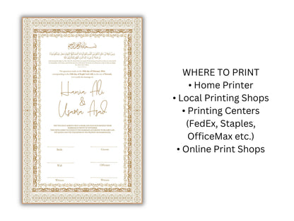 Nikkah Contract, Islamic Wedding Contract, Muslim Nikkah Certificate 11 x 17, Template, Instat Download. NN211