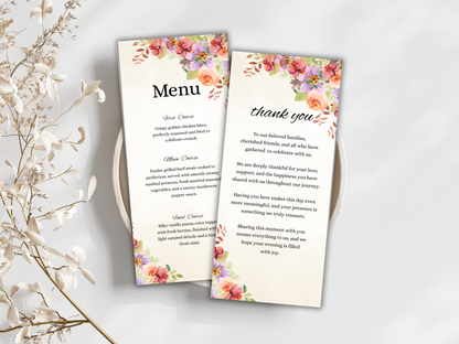Wedding Thank you Card, Menu Card, Table Card. WI353