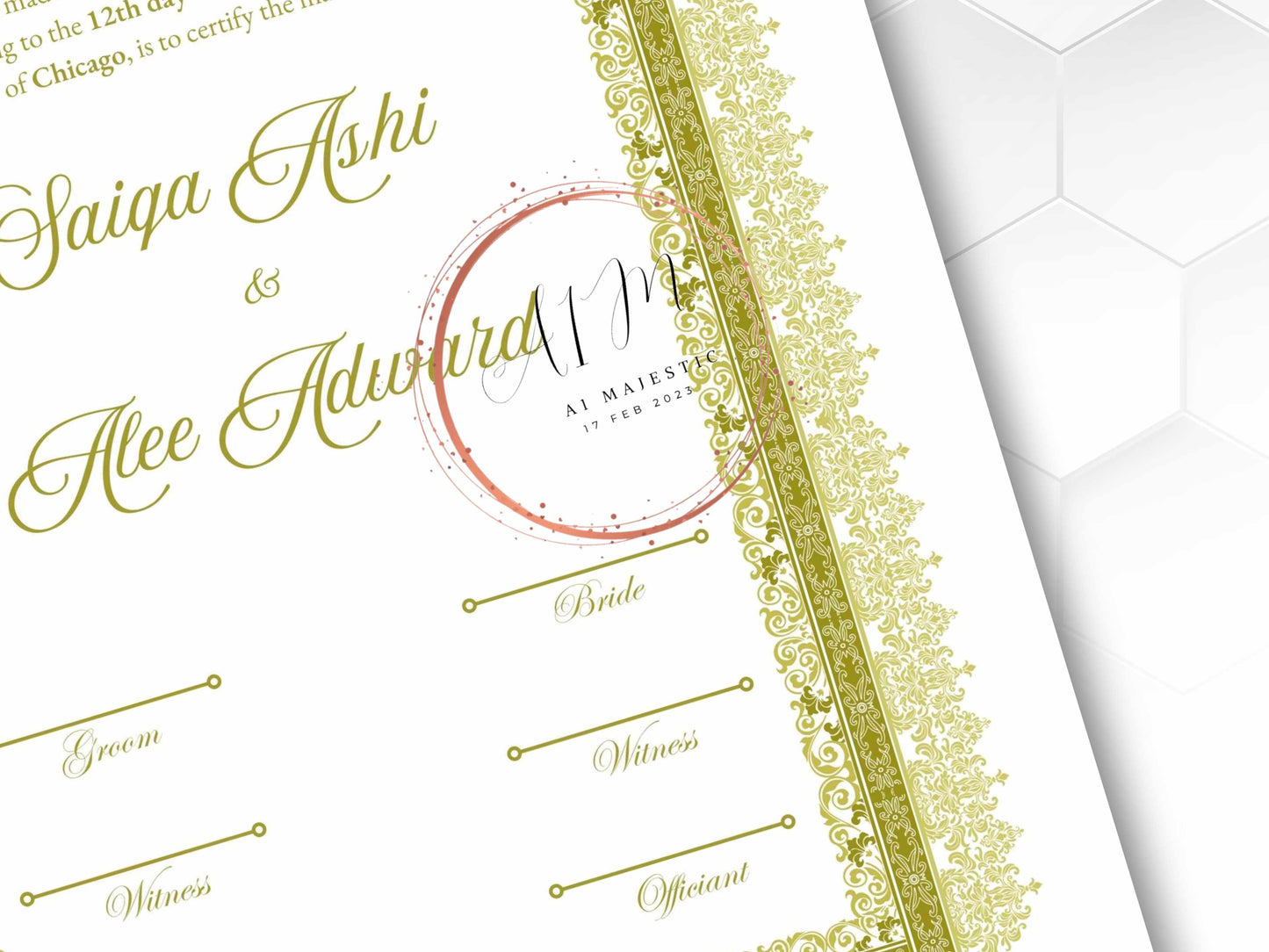 Luxury Nikah certificate. NN287