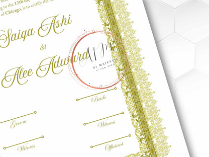 Luxury Nikah certificate. NN287