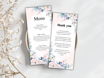 Wedding Thank you Card, Menu Card, Table Card. WI350