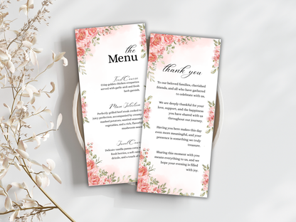 Wedding Thank you Card, Menu Card, Table Card. WI334