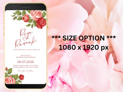 Floral Electronic Save The Date Template, Text Invitation, Minimalist Mobile Invite, Pink Floral Digital Save The Date. WEI32