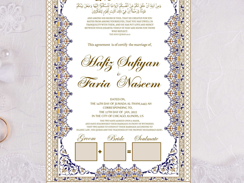 Nikkah Certificate , Authentic Islamic Wedding Thumb Impression Agreement, Premium Islamic Wedding Contract, Instant Download. NN27