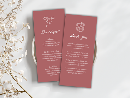 Wedding Thank you Card, Menu Card, Table Card. WI325