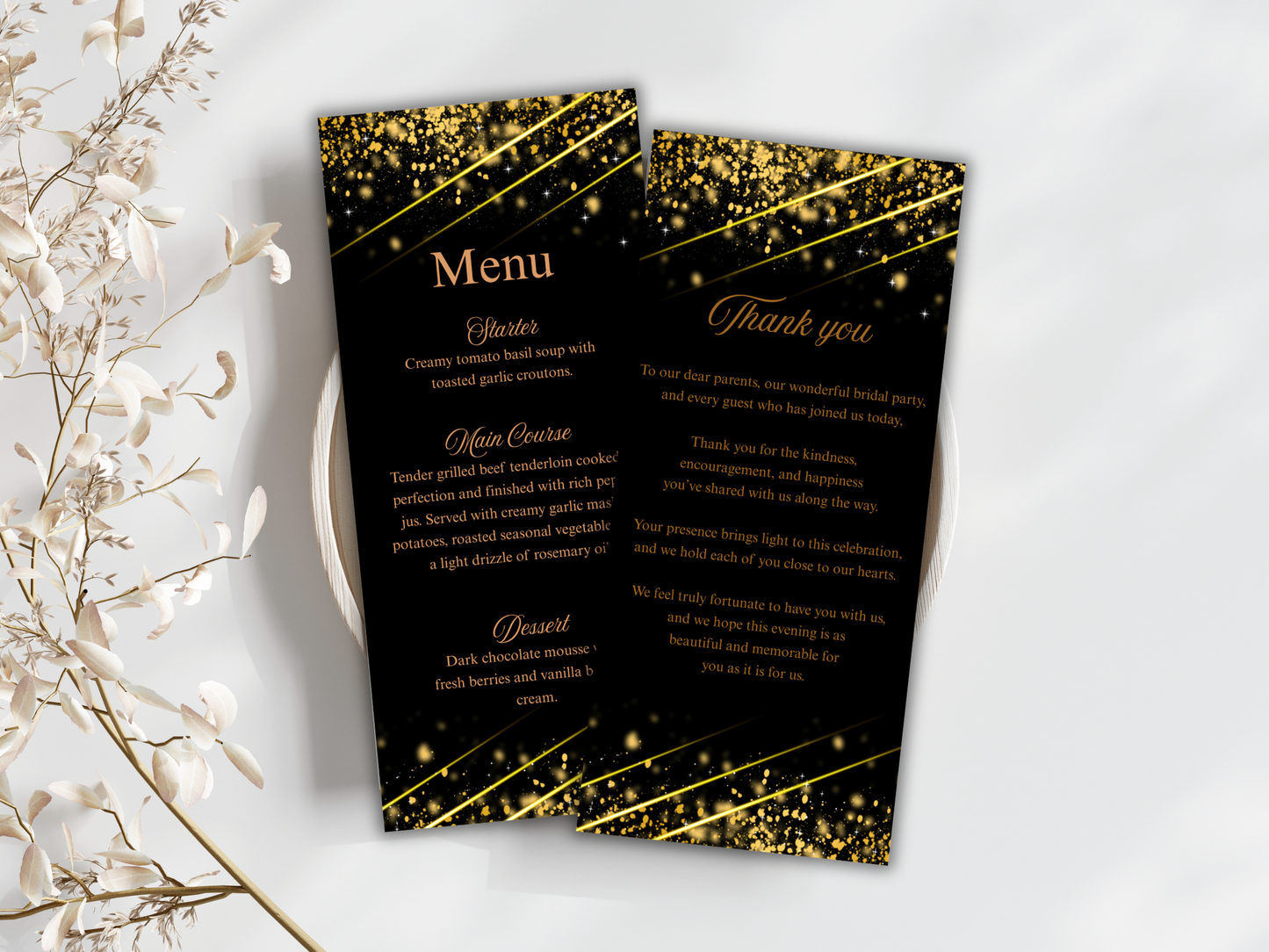 Wedding Thank you Card, Menu Card, Table Card. WI299