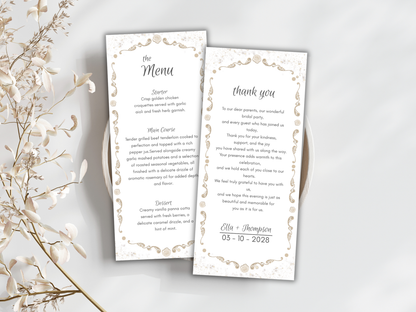 Wedding Thank you Card, Menu Card, Table Card. WI305