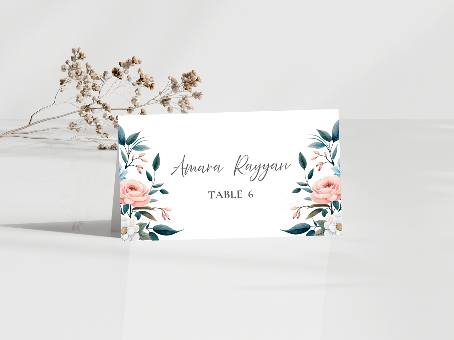 Wedding Menu & Thank You Template | Editable Canva Place Card. WI208